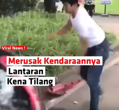Video Pemuda Rusak Motor Saat ditilang