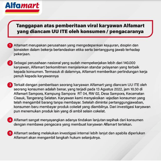 Kasus Pegawai Alfamar Mintamaaf